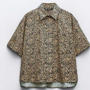 Zara Leopard Print Shirt - Black and Tan